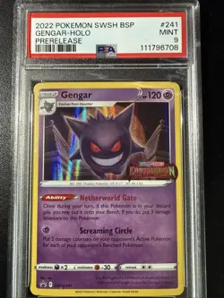 Pokemon TCG Gengar SWSH241 Lost Origin Stamped Prerelease Black Star Promo PSA 9 - Image 1