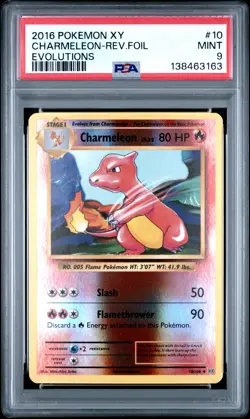 2016 POKEMON XY EVOLUTIONS #10 CHARMELEON-REVERSE FOIL PSA 9 - Image 1
