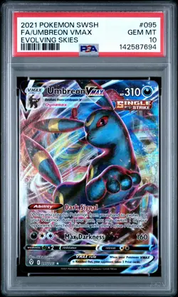 2021 POKEMON SWORD & SHIELD EVOLVING SKIES #095 FULL ART/UMBREON VMAX PSA 10 - Image 1