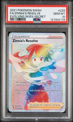 2021 POKEMON SWORD & SHIELD EVOLVING SKIES #225 FULL ART/ZINNIA'S RESOLVE PSA 10 - Image 1