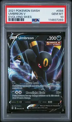 2021 POKEMON SWORD & SHIELD EVOLVING SKIES #094 UMBREON V PSA 10 - Image 1