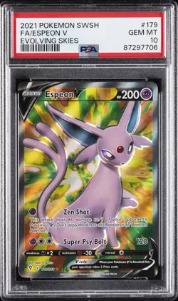 2021 POKEMON SWORD & SHIELD EVOLVING SKIES #179 FULL ART/ESPEON V PSA 10 - Image 1