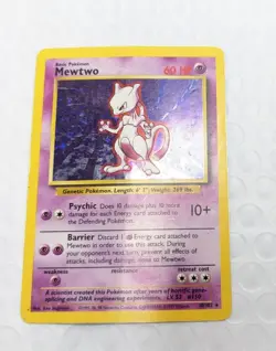 Pokemon TCG Mewtwo Holo Rare Base Set 10/102 MP - Image 1