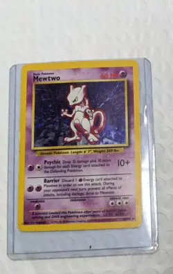 Pokemon TCG Mewtwo Holo Rare Base Set 10/102 MP - Image 3