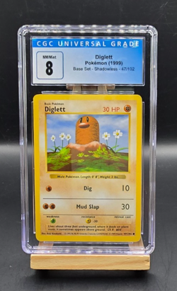 Pokemon Diglett Shadowless 1999 Base Set 47/102 CGC 8 - Image 1