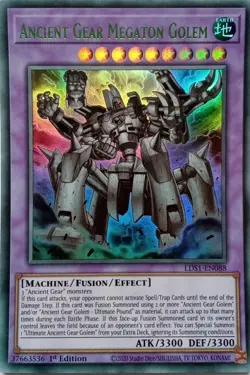 LDS1-EN088 ANCIENT GEAR MEGATON GOLEM GREEN ULTRA RARE 1ST EDITION YuGiOh CARD - Image 1