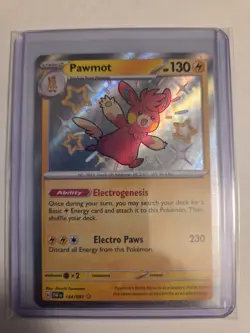 Pokemon TCG Paldean Fates Shiny Holo Rare Card Pawmot 144/091 S&V NM - Image 1