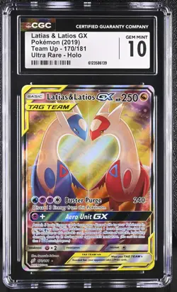 CGC 10 GEM MINT Latias & Latios GX 2019 Team Up 170/181 Holo Pokemon Card - Image 1