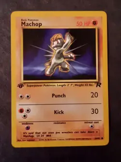Pokemon Card 59/82 1st Edition Pokemon Team Rocket Machop - Image 4