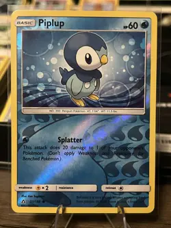 Pokemon TCG Piplup 31/156 Reverse Holo Common Card Lightly Played English 2018 - Image 1