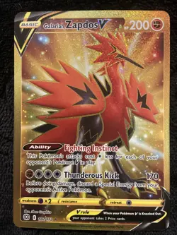 Galarian Zapdos V 182/172 Brilliant Stars Full Art Secret Rare Pokemon Card NM+ - Image 1