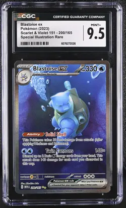 CGC 9.5 Blastoise ex 200/165 MEW EN-151 Special Illustration Rare Pokemon Card - Image 1