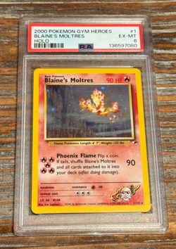 2000 Pokemon Gym Heroes 1 Blaine's Moltres Holo PSA 6 EX-MT - Image 3