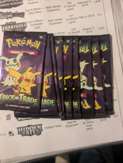 Pokemon Trick or Trade Booster Pack Lot 10 Packs Pikachu Mimikyu English - Image 1