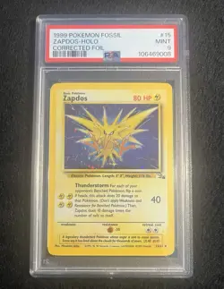 1999 Pokemon Fossil Zapdos Holo PSA 9 - Image 1