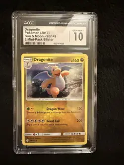 Pokemon Dragonite SM Base Set 96/149 Holo Rare 2017 CGC 10 2 Mini-Pack - Image 1