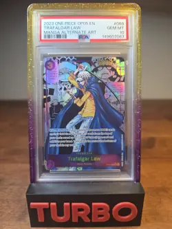 2023 ONE PIECE MANGA ALTERNATE ART OP05-069 TRAFALGAR LAW PSA 10 - Image 1