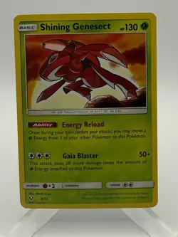 Pokemon Shining Genesect Shining Legends Shiny Holo Rare Card 9/73 Basic 130 HP - Image 2