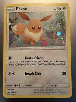 Eevee Pokemon Card Sun & Moon Black Star Promo #SM184 TCG Holo - Image 1