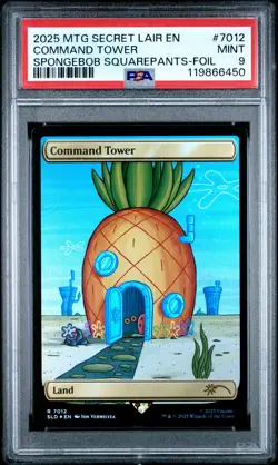 2025 MTG SECRET LAIR DROP SPONGEBOB SQUAREPANTS-FOIL #7012 COMMAND TOWER PSA 9 - Image 1