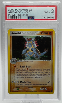 2007 POKEMON EX POWER KEEPERS #3 ARMALDO-HOLO PSA 8 NM-MT - Image 1