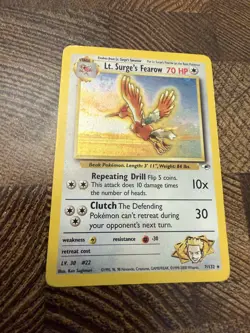POKEMON LT. SURGE'S FEAROW 7/132 GYM HEROES HOLO RARE LP - Image 1