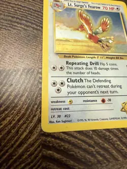 POKEMON LT. SURGE'S FEAROW 7/132 GYM HEROES HOLO RARE LP - Image 2