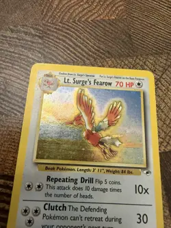 POKEMON LT. SURGE'S FEAROW 7/132 GYM HEROES HOLO RARE LP - Image 3