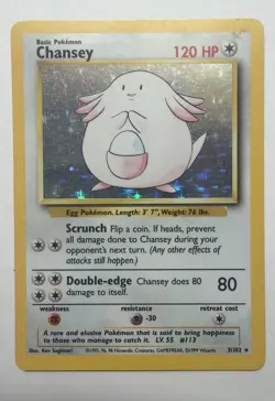Chansey – Base Set – 3/102 – Holo Rare – LP – Vintage Pokemon Card - Image 1