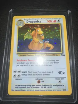Pokemon TCG Dragonite Holo Rare Card 4/62 Fossil MP+ Condition - Image 1