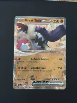 Pokemon TCG Scarlet and Violet Great Tusk ex 123/198 Holo Rare Card NM - Image 1
