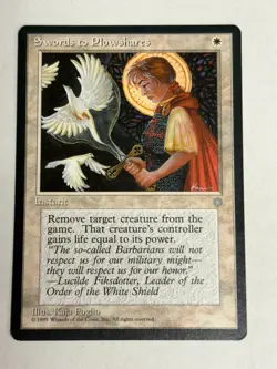 Vintage MTG Magic the Gathering Swords to Plowshares Ice Age LP - Image 1