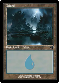 1x Island (405) - Foil - Retro Frame MTG Dominaria Remastered NM Magic Foil - Image 1
