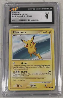 2009 POKEMON POP SERIES 9 PIKACHU 15/17 CGC 9 - Image 1