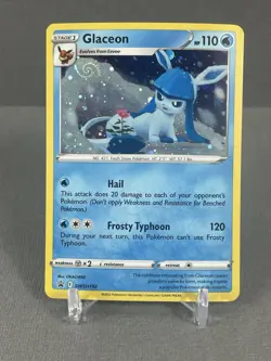 HD GALAXY SWIRL 🌀💫 Glaceon SWSH192 Cosmos Holo Black Star SWIRL LP - Image 1