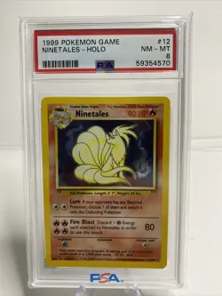 1999 Pokemon Game Base Set Ninetales Holo 12/102 Rare PSA 8 NM-MINT - Image 1