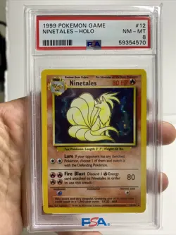 1999 Pokemon Game Base Set Ninetales Holo 12/102 Rare PSA 8 NM-MINT - Image 3
