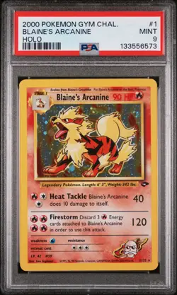 2000 POKEMON GYM CHALLENGE HOLO #1 BLAINE'S ARCANINE PSA 9 - Image 1