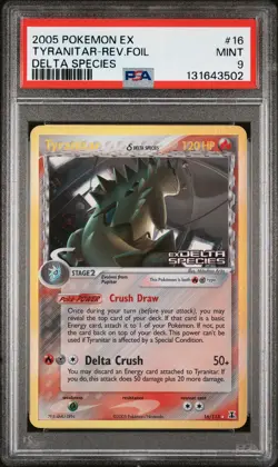 2005 POKEMON EX DELTA SPECIES #16 TYRANITAR-REVERSE FOIL PSA 9 - Image 1