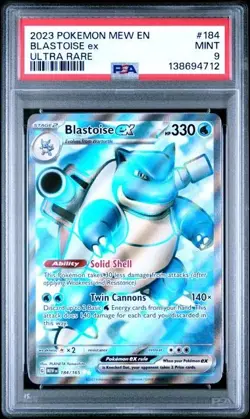 2023 POKEMON MEW EN-151 ULTRA RARE #184 BLASTOISE EX PSA 9 Mint - Image 1