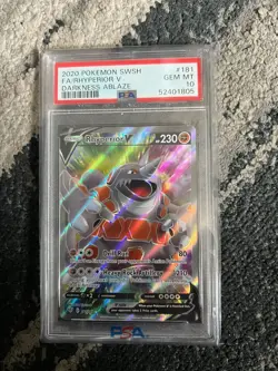 Pokemon TCG Rhyperior V Darkness Ablaze 181/189 Holo Full Art psa 10 - Image 1