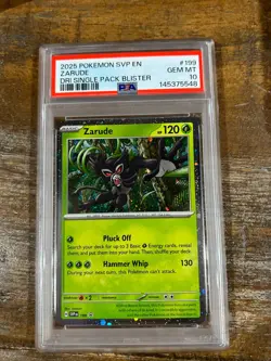 POKEMON 2025 Promo Destined Rivals Single Pack Blisters ZARUDE #199 PSA 10 Gem - Image 1