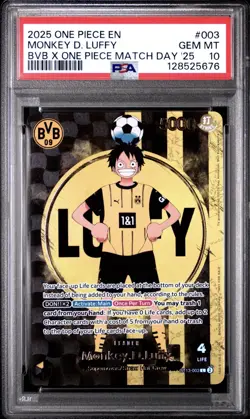 2025 ONE PIECE PROMOS BVB X ONE PIECE MATCH DAY 2025 #003 MONKEY D. LUFFY PSA 10 - Image 1