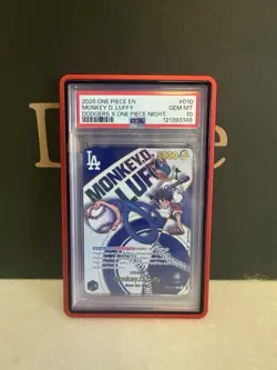 2025 One Piece EN #010 Monkey D. Luffy Dodgers X ONE PIECE Night Promo PSA 10 - Image 1