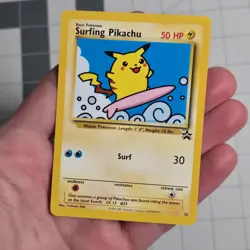 Surfing Pikachu Black Star Promo WOTC 28 Pokemon Card LP Condition - Image 1