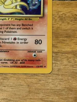 Ninetales 12/102 Base Set Holo Rare Pokemon Card Nintendo TCG WOTC LP - Image 5