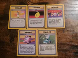 Pokemon Base Set Rare Trainer Lot Computer Search Item Finder Lass HP MP 5 Cards - Image 1