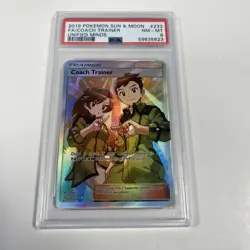 Pokemon TCG Coach Trainer 233/236 Full Art Unified Minds GEM MINT PSA 8 NM-MT - Image 1