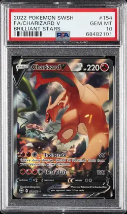 2022 POKEMON SWORD & SHIELD BRILLIANT STARS #154 FULL ART/CHARIZARD V PSA 10 - Image 1