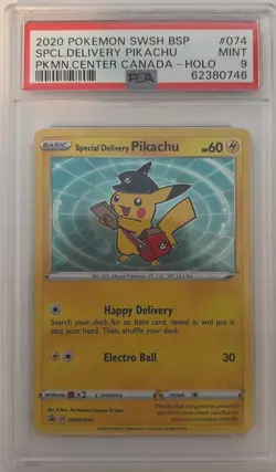 Pokemon Special Delivery Pikachu SWSH074 PSA 9 SWSH Pokemon Center Canada Promo - Image 1